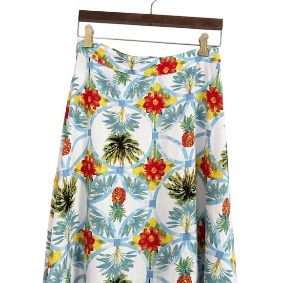 RACHEL ZOE Linen Tropical Print Tank Top Midi Skirt Set Small S - Picture 5 of 8